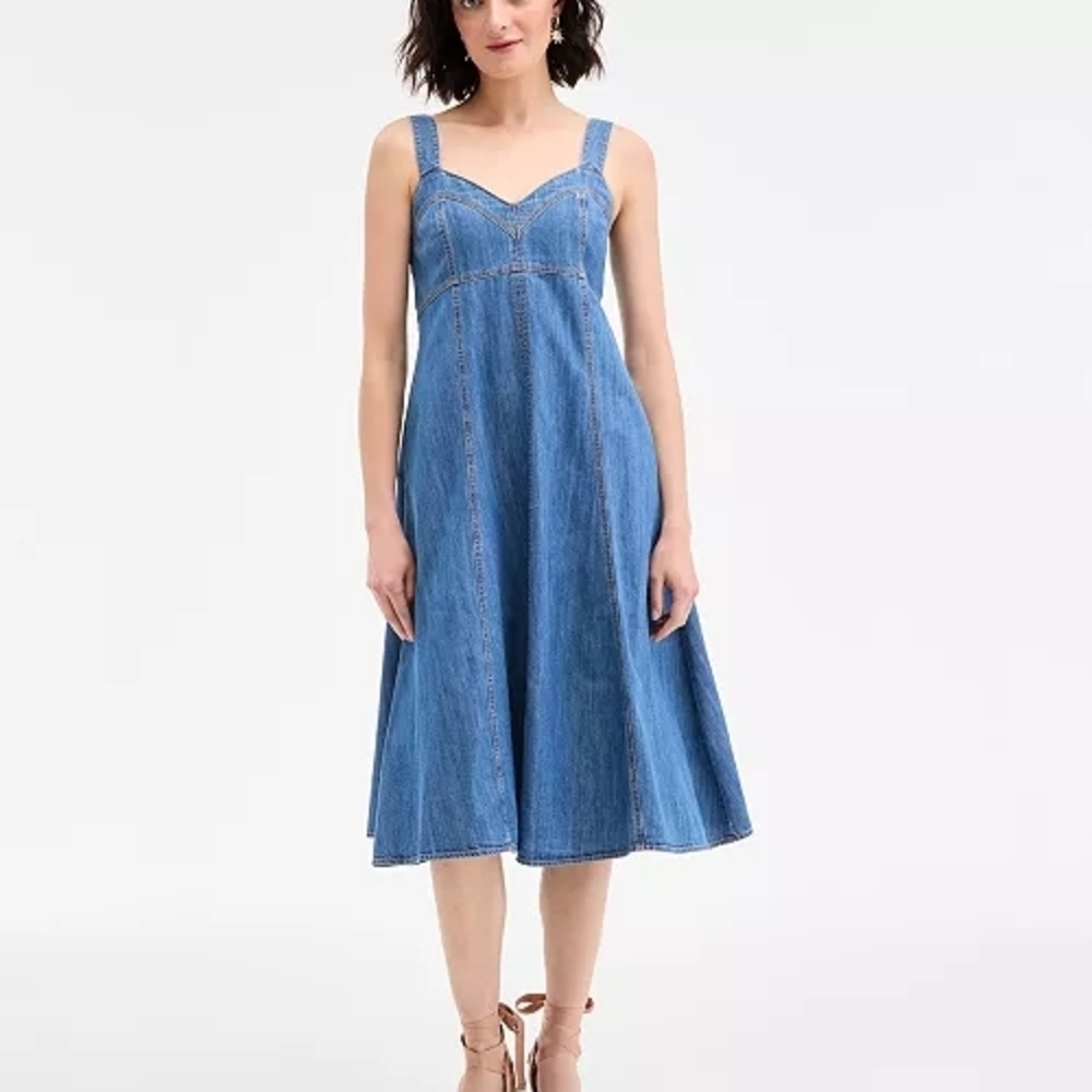On 34th Women's Denim Sweetheart-Neck Midi Dress Size XL NWT  MSRP $79.50